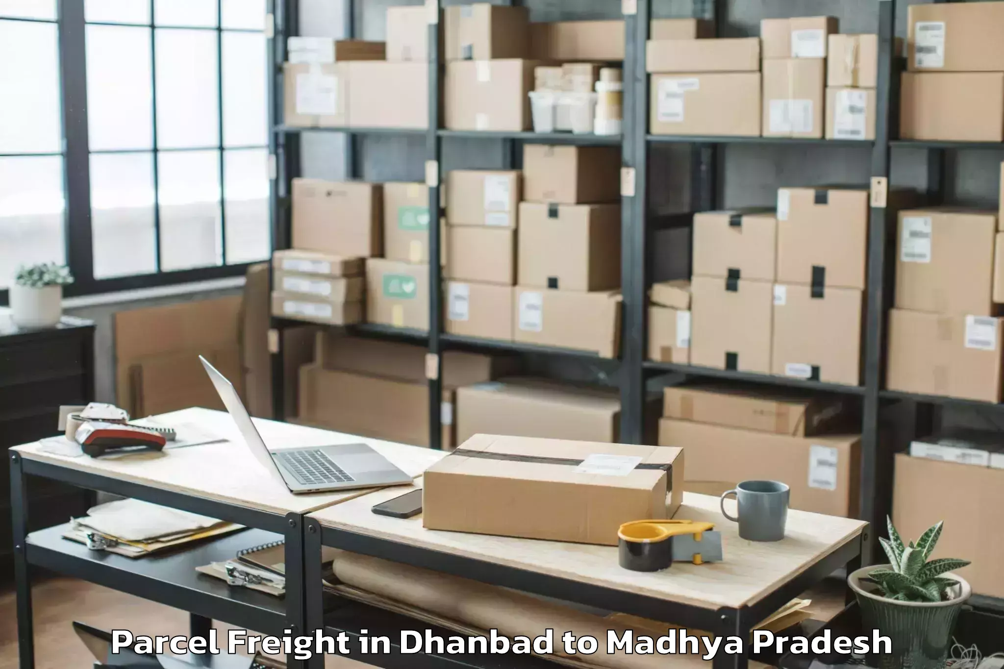 Easy Dhanbad to Saugor Parcel Freight Booking